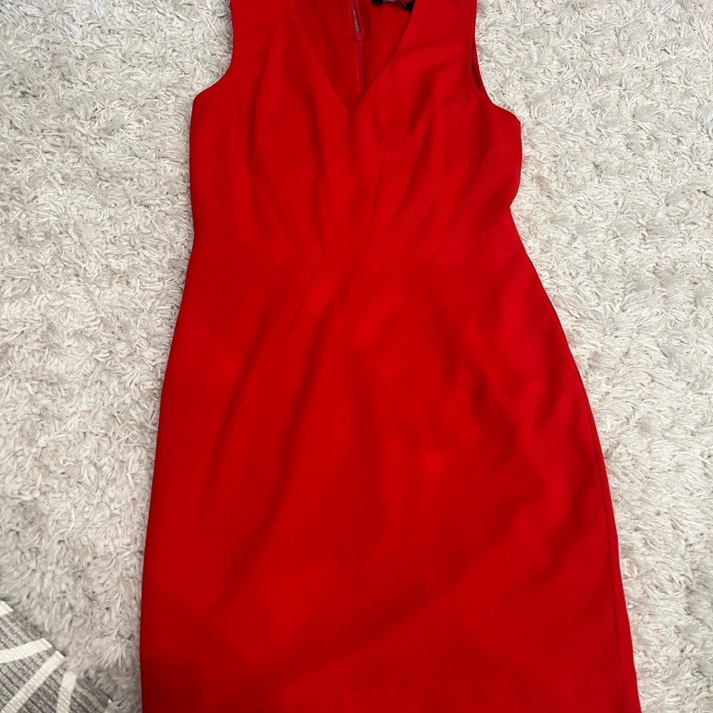 Red Halter Neck Sheath Midi Dress for Cocktail